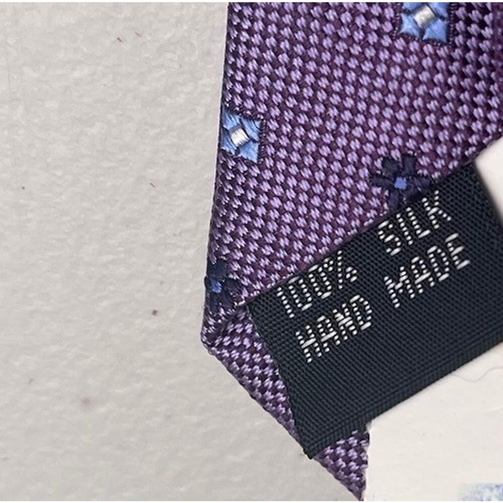 Bruno Piattelli Silk Tie Italy Purple Geometric Print Hand Made Classic 50" NWT - Picture 7 of 13